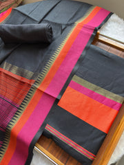 Regal Weaves Black Viscose Cotton Unstitched Suit Set